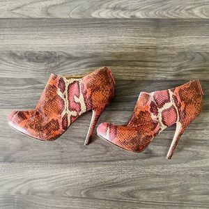 Snake print boot heels
